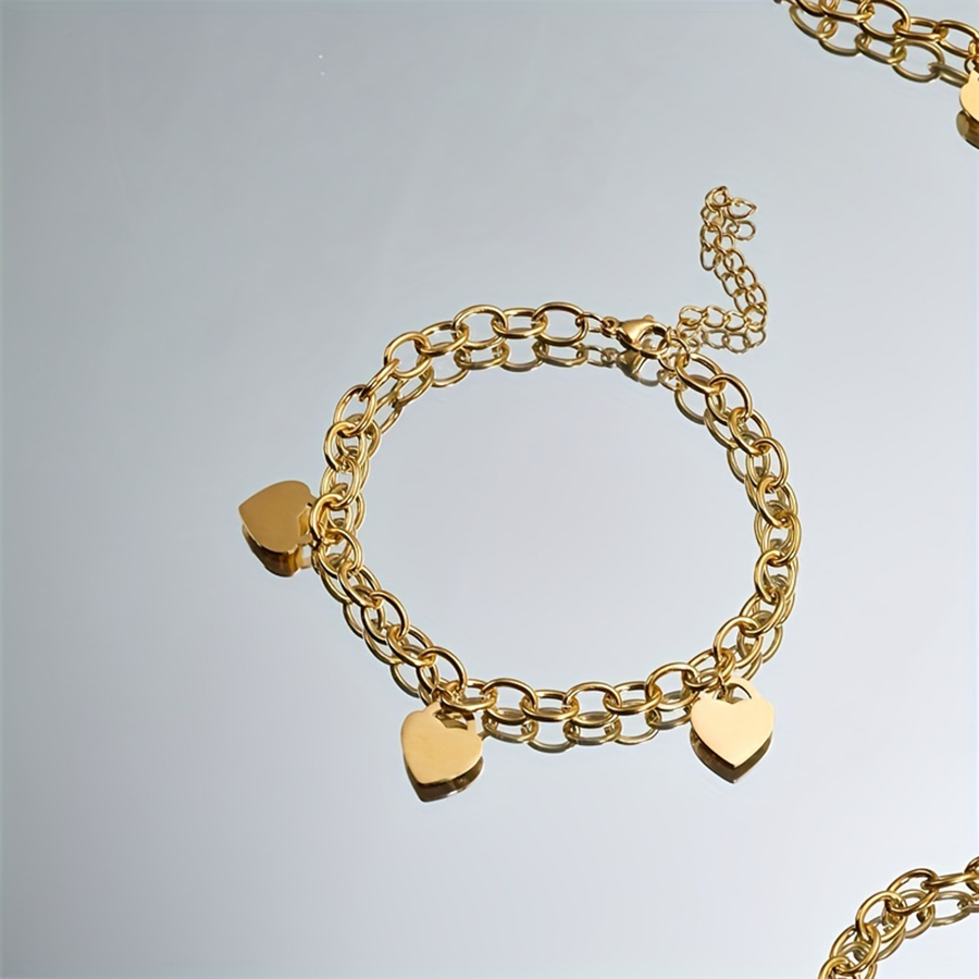 Simple Style Classic Style Heart Shape Stainless Steel Plating  Copper Plated Bracelets
